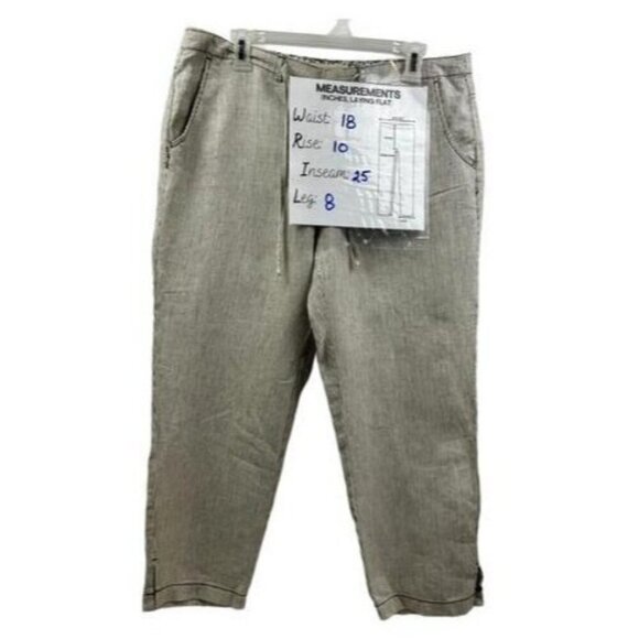 Marrakech Anthropologie Linen Pants Size 30 | Pinstripe Pull-On Wide Leg Trouser - Picture 8 of 8